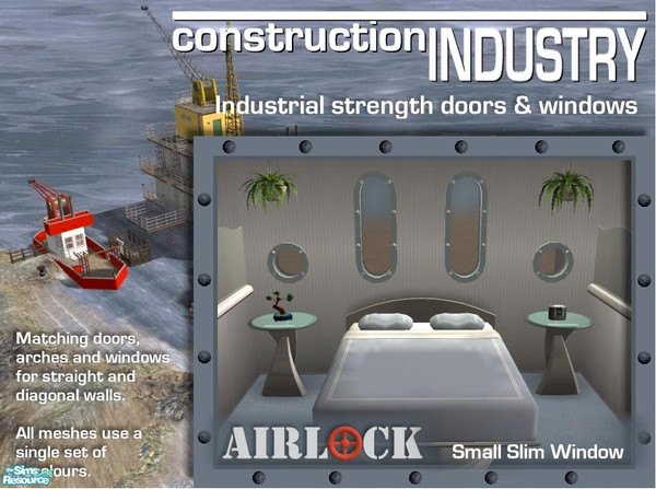 Sims 2 — Airlock Small & Slim Window by Cyclonesue — A window for the Airlock series. Don't forget to download both