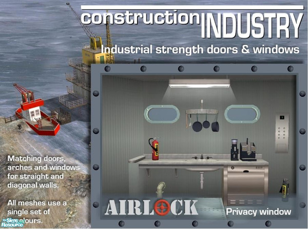Sims 2 — Airlock 1-Tile Privacy Window by Cyclonesue — A window for the Airlock series. Don't forget to download both the