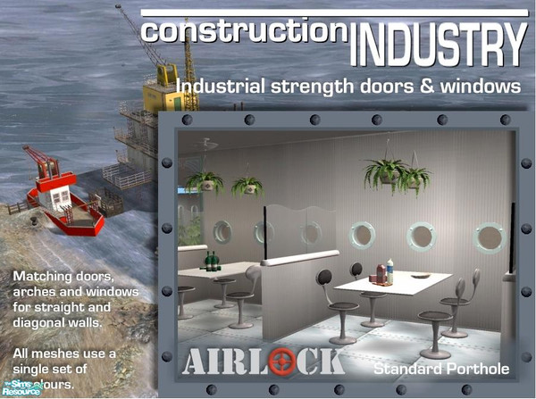 Sims 2 — Airlock Mid-Height Porthole by Cyclonesue — A window for the Airlock series. Don't forget to download both the