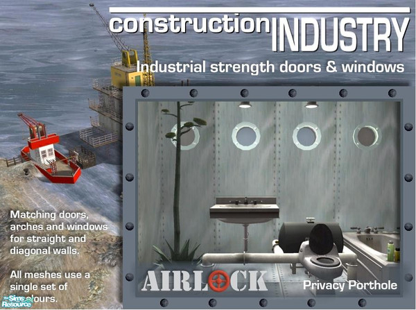 Sims 2 — Airlock Privacy Porthole DIAGONAL by Cyclonesue — A window for the Airlock series. Don't forget to download both