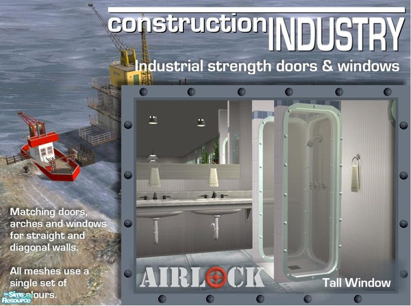 Sims 2 — Airlock Tall 1-Tile Window by Cyclonesue — A window for the Airlock series. Don't forget to download both the