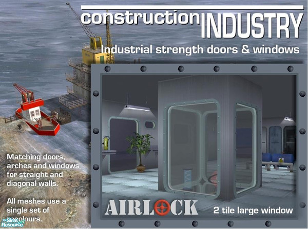 Sims 2 — Airlock Tall 2-Tile Window DIAGONAL by Cyclonesue — A window for the Airlock series. Don't forget to download