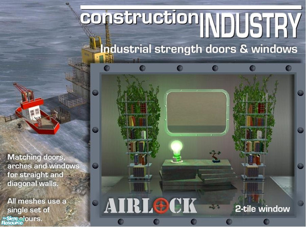 Sims 2 — Airlock Double Window by Cyclonesue — A window for the Airlock series. Don't forget to download both the