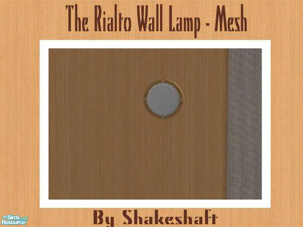 Sims 2 — The Rialto Wall Lamp - Mesh by Shakeshaft — Part of a lounge set of new meshes, set includes Sofa, Chair,