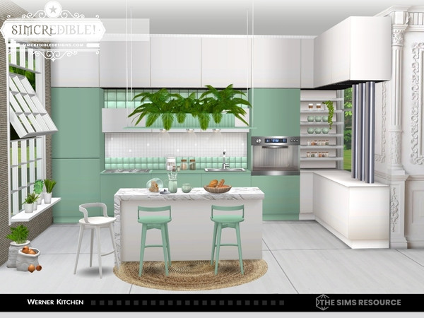 Sims 4 — Werner 1 [patreon] by SIMcredible! — A modern kitchen in 6 colors for minimalist fans. This is the first part