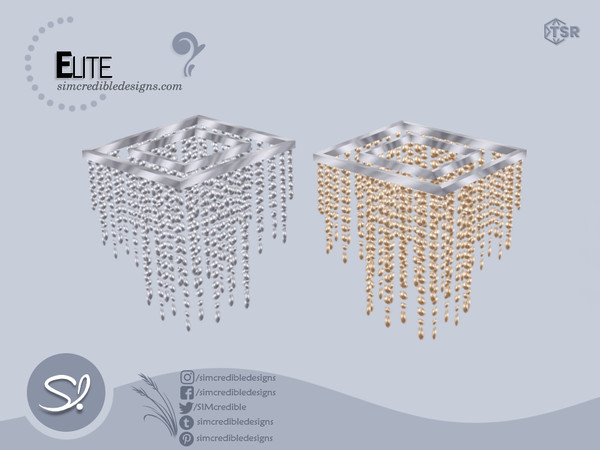 Sims 4 — Elite Chandelier by SIMcredible! — Bringing back the elite set. It has some retro inspiration with yet a modern