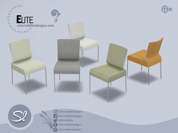 Sims 4 — Elite Dining chair by SIMcredible! — Bringing back the elite set. It has some retro inspiration with yet a