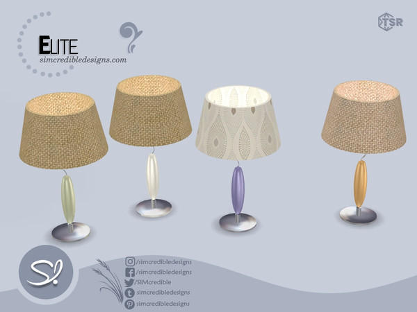 Sims 4 — Elite Table Lamp by SIMcredible! — Bringing back the elite set. It has some retro inspiration with yet a modern