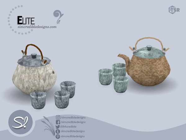 Sims 4 — Elite teaset by SIMcredible! — Bringing back the elite set. It has some retro inspiration with yet a modern