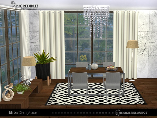 Sims 4 — Elite Dining by SIMcredible! — Bringing back the elite set. It has some retro inspiration with yet a modern