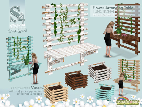 Sims 4 — Spring Specials Flower ArrangingTable by SIMcredible! — This is the second part of our Spring Specials