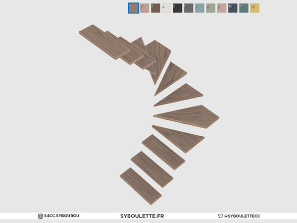 Sims 4 — MinimalSim - Square Spiral stairs (medium) by Syboubou — Those are 4 tiles square spiral stairs that can fit