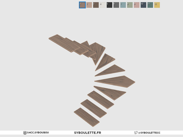 Sims 4 — MinimalSim - Square Spiral stairs (short) by Syboubou — Those are 4 tiles square spiral stairs that can fit