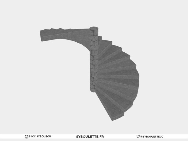 Sims 4 — Medieval Stones Spiral stairs (Short) by Syboubou — Medieval style stone spiral stairs. This will fit the 2x2