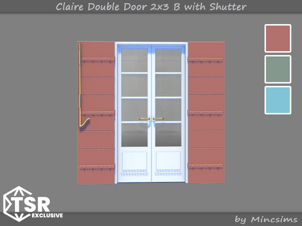 Sims 4 — Claire Double Door 2x3 B with Shutter by Mincsims — The suburban contempo style doors and windows would blend