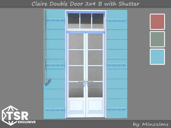 Sims 4 — Claire Double Door 2x4 B with Shutter by Mincsims — The suburban contempo style doors and windows would blend