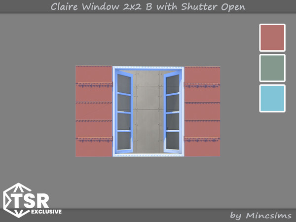 Sims 4 — Claire Window 2x2 B with Shutter Open by Mincsims — The suburban contempo style doors and windows would blend
