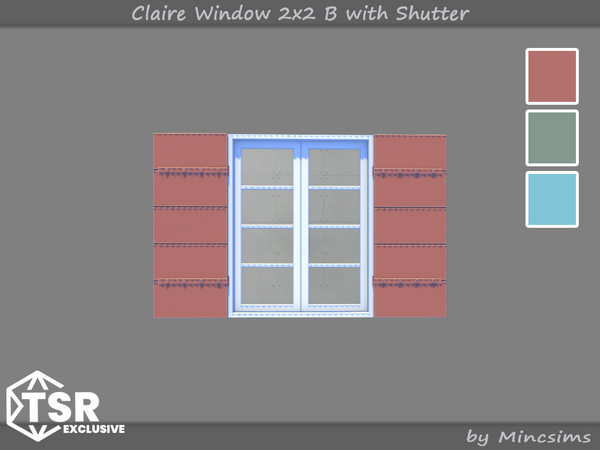 Sims 4 — Claire Window 2x2 B with Shutter by Mincsims — The suburban contempo style doors and windows would blend modern