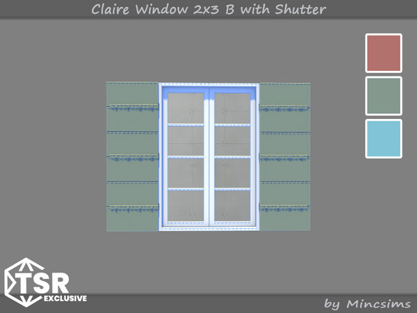 Sims 4 — Claire Window 2x3 B with Shutter by Mincsims — The suburban contempo style doors and windows would blend modern