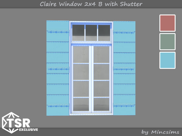 Sims 4 — Claire Window 2x4 B with Shutter by Mincsims — The suburban contempo style doors and windows would blend modern