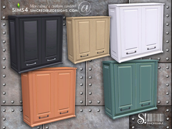 Sims 4 — Industrial Kitchen Cabinet by SIMcredible! — by SIMcredibledesigns.com available at TSR 5 colors variations