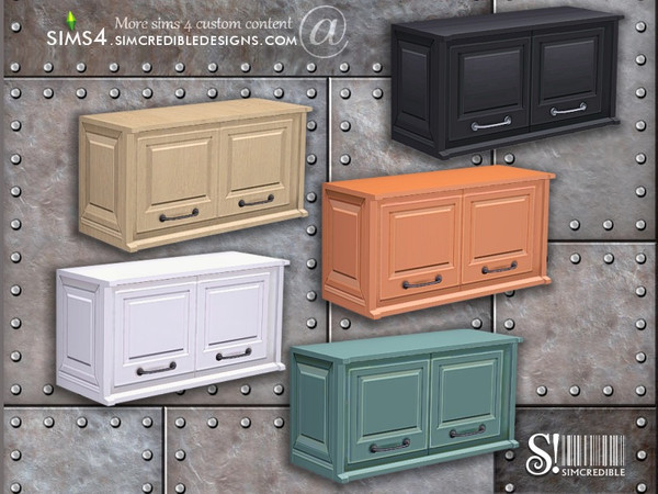 Sims 4 — Industrial Kitchen Cabinet Small by SIMcredible! — by SIMcredibledesigns.com available at TSR 5 colors