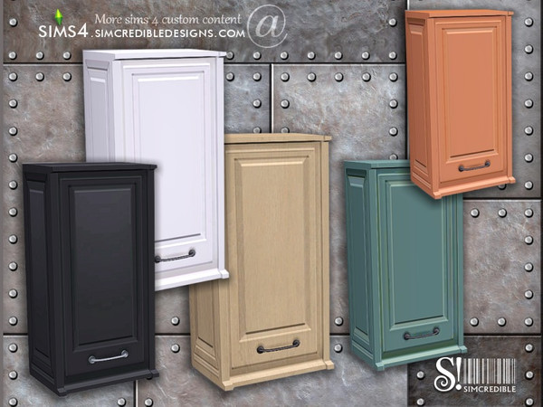 Sims 4 — Industrial Kitchen Cabinet Half by SIMcredible! — by SIMcredibledesigns.com available at TSR 5 colors variations
