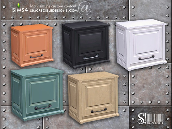 Sims 4 — Industrial Kitchen Cabinet Small Half by SIMcredible! — by SIMcredibledesigns.com available at TSR 5 colors
