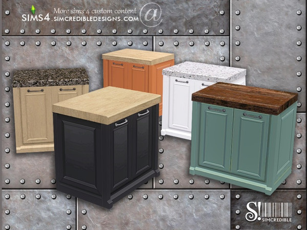 Sims 4 — Industrial Kitchen counter by SIMcredible! — by SIMcredibledesigns.com available at TSR 4 colors in 6 variations