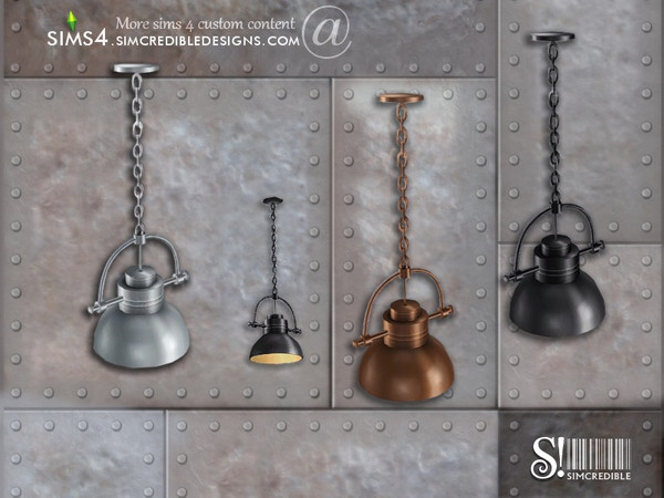 Sims 4 — Industrial Kitchen ceiling lamp (small wall) by SIMcredible! — by SIMcredibledesigns.com available at TSR 3