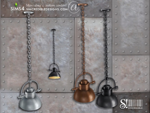 Sims 4 — Industrial Kitchen ceiling lamp (for medium and tall wall) by SIMcredible! — by SIMcredibledesigns.com available