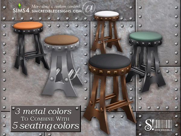 Sims 4 — Industrial Kitchen chair high by SIMcredible! — *It is NOT a bar stool. It is a chair and acts like a chair.