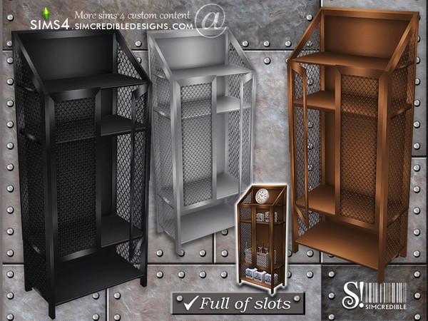 Sims 4 — Industrial Kitchen Shelves Ajar doors by SIMcredible! — by SIMcredibledesigns.com available at TSR 3 colors