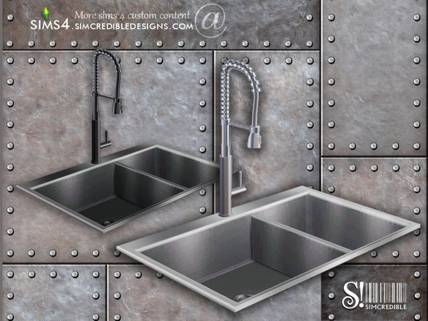 Sims 4 — Industrial Kitchen Sink by SIMcredible! — by SIMcredibledesigns.com available at TSR 2 colors variations