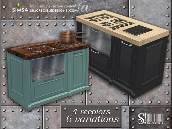 Sims 4 — Industrial Kitchen stove by SIMcredible! — by SIMcredibledesigns.com available at TSR 4 colors in 6 variations