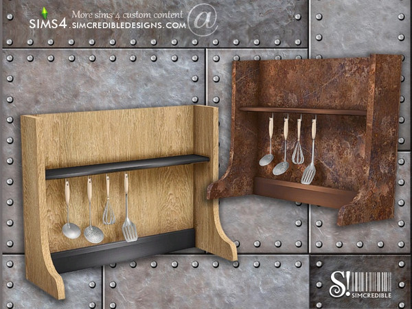 Sims 4 — Industrial Kitchen shelf with tools by SIMcredible! — by SIMcredibledesigns.com available at TSR 2 colors