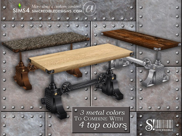 Sims 4 — Industrial Kitchen Table high by SIMcredible! — *This is a regular table with a higher top. It works with chairs