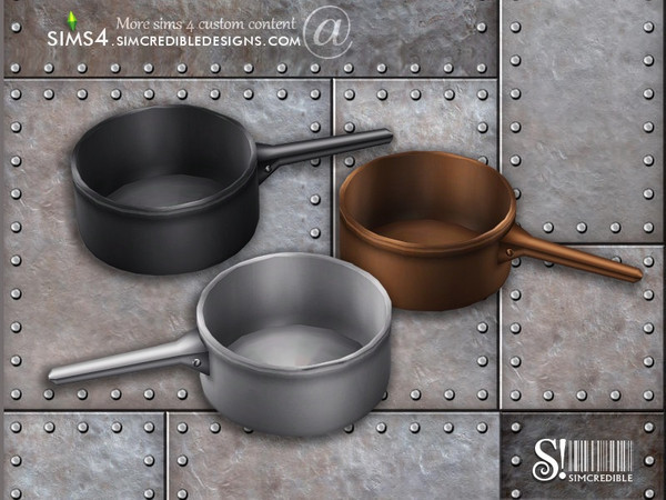 Sims 4 — Industrial Kitchen extras - 1 pot by SIMcredible! — by SIMcredibledesigns.com available at TSR 3 colors