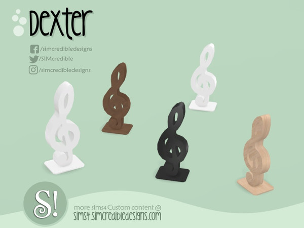 Sims 4 — Dexter Sculpture Treble clef by SIMcredible! — by SIMcredibledesigns.com available at TSR 4 colors variations