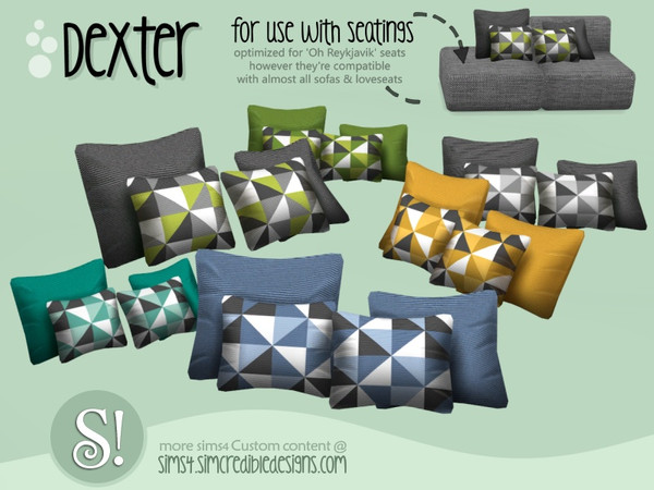 Sims 4 — Dexter cushions for seatings - colors by SIMcredible! — by SIMcredibledesigns.com available at TSR 6 colors