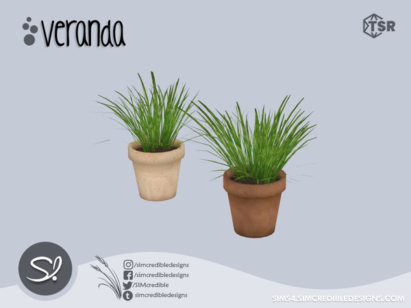 Sims 4 — Veranda plant grass by SIMcredible! — by SIMcredibledesigns.com available at TSR 4 colors variations 