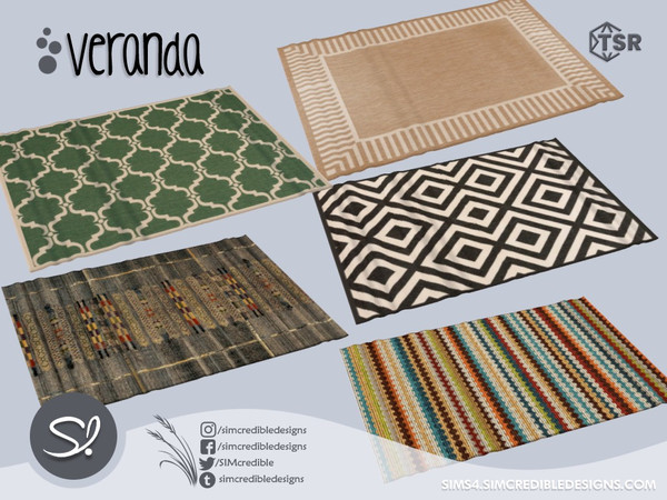 Sims 4 — Veranda rug by SIMcredible! — by SIMcredibledesigns.com available at TSR 8 colors variations 