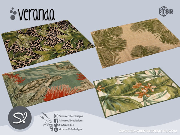 Sims 4 — Veranda Rug 2 by SIMcredible! — by SIMcredibledesigns.com available at TSR 8 colors variations