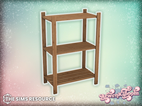 Sims 4 — Arran - Wooden Shelf by ArwenKaboom — Base game object in multiple recolors. Search all items by typing
