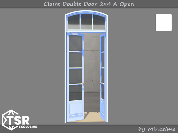 Sims 4 — Claire Double Door 2x4 A Open by Mincsims — The suburban contempo style doors and windows would blend modern