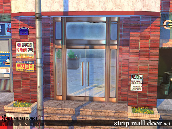Sims 4 — strip mall door set_1x3 by NICKNAME_sims4 — strip mall door set 12 package files. strip mall door set_1x3