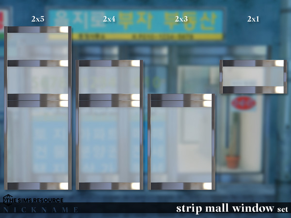 Sims 4 — strip mall window set_1x3 V2 by NICKNAME_sims4 — strip mall window set 11 package files. strip mall window