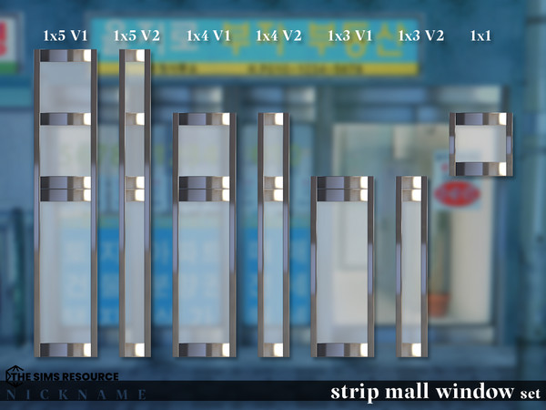 Sims 4 — strip mall window set_1x4 V1 by NICKNAME_sims4 — strip mall window set 11 package files. strip mall window