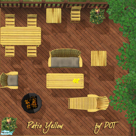 Sims 2 — Patio Yellow by DOT — Patio Yellow. Sims2 by DOT of The Sims Resource. Rounding out the tables to match MAXIS