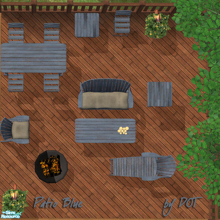 Sims 2 — Patio Blue by DOT — Patio Blue Sims2 by DOT of The Sims Resource. Rounding out the tables to match MAXIS Style